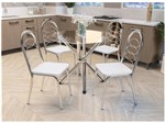 Ficha técnica e caractérísticas do produto Mesa de Jantar com 4 Cadeiras Redonda - Tampo de Vidro Kappesberg Crome CMC329CR-106