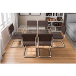 Ficha técnica e caractérísticas do produto Mesa de Jantar com 6 Cadeiras Bartira Futura - Cromado/Marrom