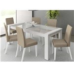Ficha técnica e caractérísticas do produto Mesa de Jantar com 6 Cadeiras Madesa Cristal - Branco