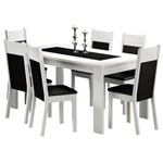 Ficha técnica e caractérísticas do produto Mesa de Jantar com 6 Cadeiras Madesa Georgia 160 - Branco/Preto