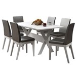 Ficha técnica e caractérísticas do produto Mesa de Jantar com 6 Cadeiras Madesa Prado 160 - Branca/Grafite
