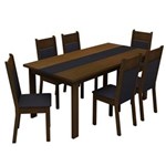 Ficha técnica e caractérísticas do produto Mesa de Jantar com 6 Cadeiras Madesa Veneza - Imbuia/Preto