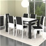Ficha técnica e caractérísticas do produto Mesa de Jantar com 6 Cadeiras Premium Plus + Balcão Olga Madesa - Branco/Preto