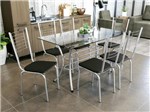 Ficha técnica e caractérísticas do produto Mesa de Jantar com 6 Cadeiras Retangular - com Tampo de Vidro Kappesberg Crome CMC509CR-110