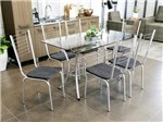 Ficha técnica e caractérísticas do produto Mesa de Jantar com 6 Cadeiras Retangular - com Tampo de Vidro Kappesberg Crome CMC509CR-17