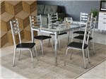 Ficha técnica e caractérísticas do produto Mesa de Jantar com 6 Cadeiras Retangular - Tampo de Vidro Kappesberg Crome CMC445CR-110