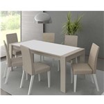Ficha técnica e caractérísticas do produto Mesa de Jantar com Mesa 6 Cadeiras Madesa Amanda - Branco / Bege