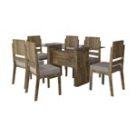 Ficha técnica e caractérísticas do produto Mesa de Jantar Europa com 6 Cadeiras Esmeralda Amadeirado com Pena Caramelo - RV Móveis