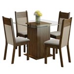 Ficha técnica e caractérísticas do produto Mesa de Jantar Madesa Miami com 4 Cadeiras em Tecido Suede - Rustic/Crema/Pérola