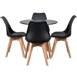 Ficha técnica e caractérísticas do produto Mesa de jantar redonda 80 cm + 4 cadeiras estofadas Leda - Preto