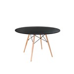 Mesa de Jantar Redonda Eames Eiffel Wood Tampo 120cm Preto