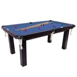 Mesa de Snooker/Sinuca Residencial Ébano Escuro Tecido Azul - Procópio