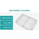 Ficha técnica e caractérísticas do produto Mesa Dobravel de Aluminio com Tampo de Mdf Camping Vira Maleta e Altura Ajustavel