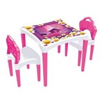 Ficha técnica e caractérísticas do produto Mesa Infantil com 2 Cadeirinhas Flor Rosa Xalingo Brinquedos Rosa