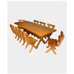 Ficha técnica e caractérísticas do produto Mesa Madeira Maciça Rústica Churrasco Eucalipto com 8 Cadeiras