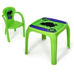 Ficha técnica e caractérísticas do produto Mesa Mesinha Infantil Com 1 Cadeira verde hulk