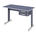 Mesa para Escritório 2 Gavetas 100cm Pop New 600 Plata Móveis Azul/Cinza
