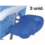 Mesa Portátil Azul para Cadeira de Praia Mor - Kit com 3