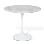 Mesa Saarinen Tulip Jantar Carrara Redonda Ø137cm - Base Branca