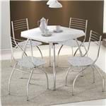 Ficha técnica e caractérísticas do produto Conjunto Mesa 1504 Branca Cromada com 4 Cadeiras 146 Fantasia Branco Carraro