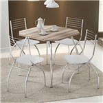 Ficha técnica e caractérísticas do produto Conjunto Mesa 1504 Nogueira Cromada com 4 Cadeiras 146 Branca Carraro