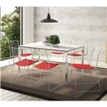 Ficha técnica e caractérísticas do produto Mesa 1526 Branca Cromada com 6 Cadeiras 1712 Vermelho Carraro