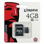 Ficha técnica e caractérísticas do produto Micro Cartão de Memória Kingston 4GB com Adaptador