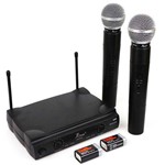 Ficha técnica e caractérísticas do produto Microfone Sem Fio Duplo Wireless 100mt Uhf Karaoke Kit com 2 - Kp-912