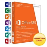 Ficha técnica e caractérísticas do produto Microsoft Office 365 Home Premium - Word, Excel, PowerPoint, OneNote, Outlook, Publisher e Access - Assinatura Anual - Instale em Até 5 PC’s ou Mac’s