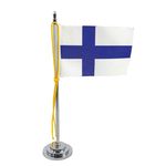 Ficha técnica e caractérísticas do produto Mini Bandeira De Mesa Da Finlândia 15 Cm Poliéster
