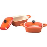 Ficha técnica e caractérísticas do produto Mini Caçarola Retangular em Cerâmica Laranja com 2 Peças 15 Cm La Cuisine