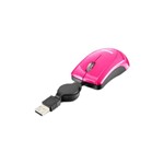 Ficha técnica e caractérísticas do produto Mini Mouse Multilaser Retrátil USB 800Dpi Rosa MO161