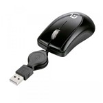 Ficha técnica e caractérísticas do produto Mini Mouse Óptico com Cabo Retrátil Preto USB MO205 Multilaser