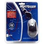 Ficha técnica e caractérísticas do produto Mini Mouse Óptico Multilaser USB C/ Cabo Retrátil - Preto/Prata