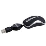 Ficha técnica e caractérísticas do produto Mini Mouse Óptico Pisc 1811 Retrátil Emborrachado USB - Preto