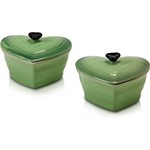 Ficha técnica e caractérísticas do produto Mini Panela Coração em Cerâmica com 2 Peças 12cm - Verde - La Cuisine