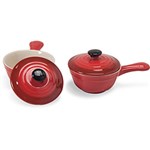 Ficha técnica e caractérísticas do produto Mini Panela em Cerâmica com 2 Peças com Tampa 15cm - Vermelho - La Cuisine