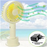 Ficha técnica e caractérísticas do produto Mini Ventilador Portátil Recarregável + Adaptador Amarelo CBRN07271 - Commerce Brasil