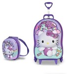 Ficha técnica e caractérísticas do produto Mochila Escolar 3D com Rodinhas e Lancheira MaxToy Hello Kitty Rainbow