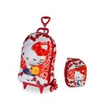 Ficha técnica e caractérísticas do produto Mochila Escolar Hello Kitty Red 3D com Rodinhas e Lancheira MaxToy