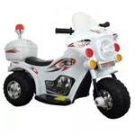 Moto Elétrica Infantil Branca com Luzes Efeitos Sonoros 6v Certificado Inmetro