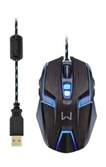 Ficha técnica e caractérísticas do produto Mouse Gamer Multilaser Warrior 4000DPI 7 Botões Ambidestro Preto e Azul com LED MO252