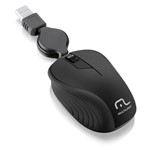 Ficha técnica e caractérísticas do produto Mouse Multilaser Retrátil Emborrachado Preto USB MO231