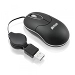 Ficha técnica e caractérísticas do produto Mouse Multilaser Retratil Mini Emborrachado Preto USB - MO035