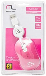 Ficha técnica e caractérísticas do produto Mouse Multilaser Retrátil Super Mini Pink Usb - MO185