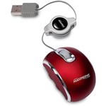 Ficha técnica e caractérísticas do produto Mouse Nano Ótico Retrátil USB Vermelho - Maxprint