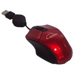 Ficha técnica e caractérísticas do produto Mouse Óptico Retrátil Mini USB Vermelho - 505