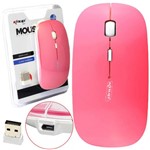 Ficha técnica e caractérísticas do produto Mouse Optico Sem Fio Wireless 2.4Ghz Rosa - Knup
