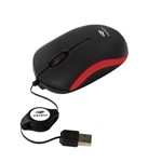 Ficha técnica e caractérísticas do produto Mouse Retrátil 1000dpi Preto e Vermelho Usb Ms-15rd C3 Tech Plus