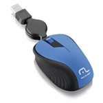 Mouse Retratil Emborrachado Azul Usb - Multilaser - Mo235